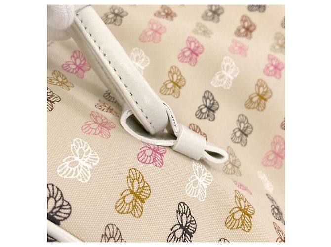 Borsa Tote in tela con stampa a farfalla Bottega Veneta Rosa Bianco Beige - vista 9