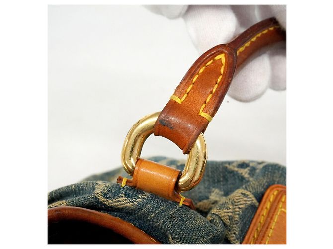 Borsa a mano Louis Vuitton Monogram Denim Pleaty Blu - vista 8