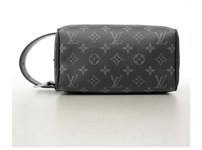 Louis Vuitton Monogram Eclipse Locker Dopp Kit Clutch Bag Nero - vista 3