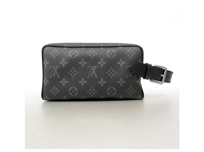 Louis Vuitton Monogram Eclipse Locker Dopp Kit Clutch Bag Nero - vista 8