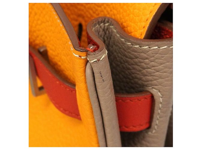 Hermès Bolso Hermes Birkin 30 Casaque Roja Gris Mostaza - vista 12