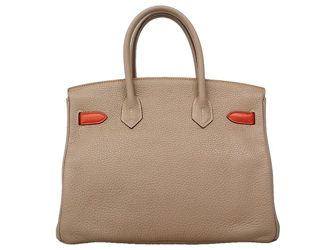 Hermès Bolso Hermes Birkin 30 Casaque Roja Gris Mostaza - vista 13
