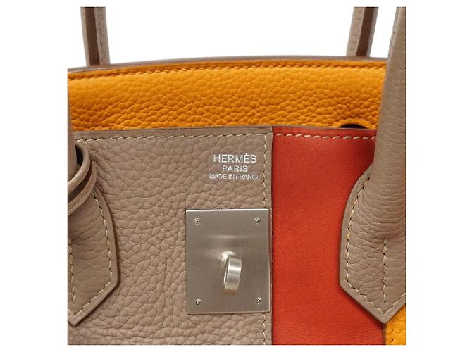 Hermès Bolso Hermes Birkin 30 Casaque Roja Gris Mostaza - vista 5