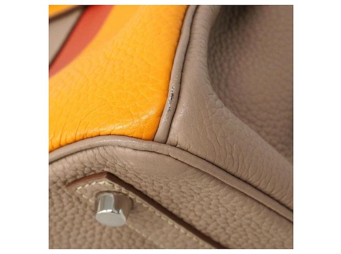 Hermès Bolso Hermes Birkin 30 Casaque Roja Gris Mostaza - vista 7