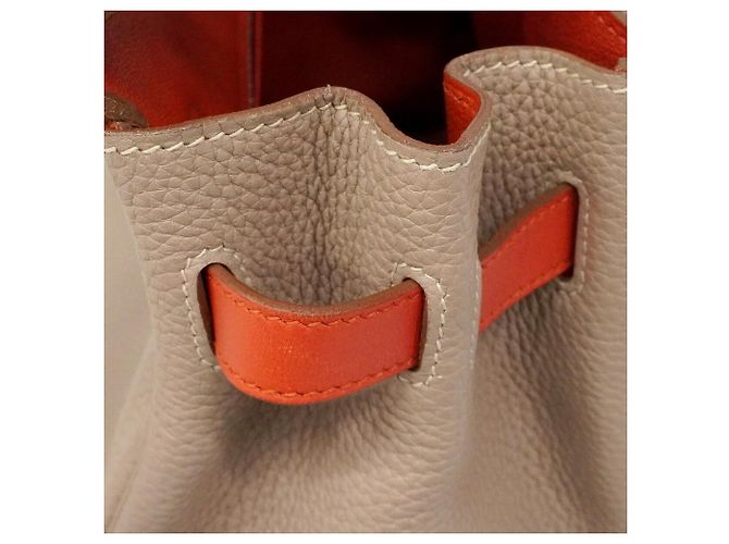 Hermès Bolso Hermes Birkin 30 Casaque Roja Gris Mostaza - vista 8