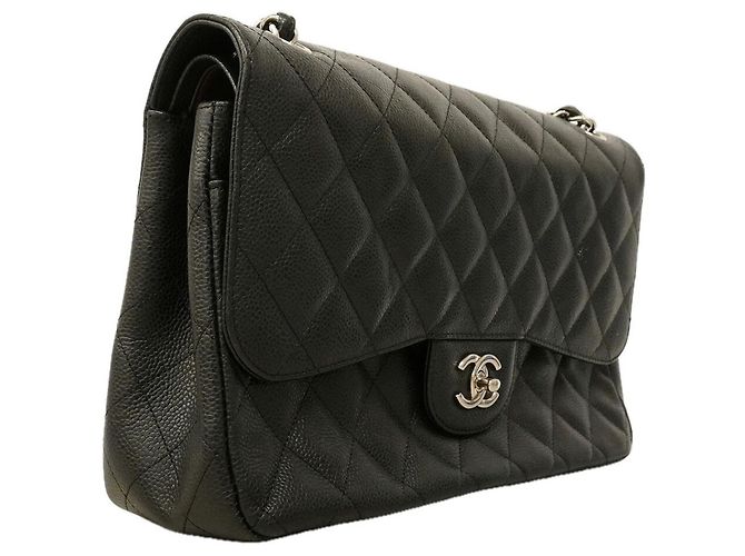 Borsa a tracolla Chanel in vitello martellato nero - vista 2