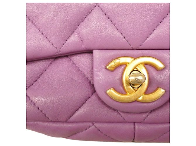 Borsa a tracolla Chanel Mini Matelassé con catena Porpora - vista 10