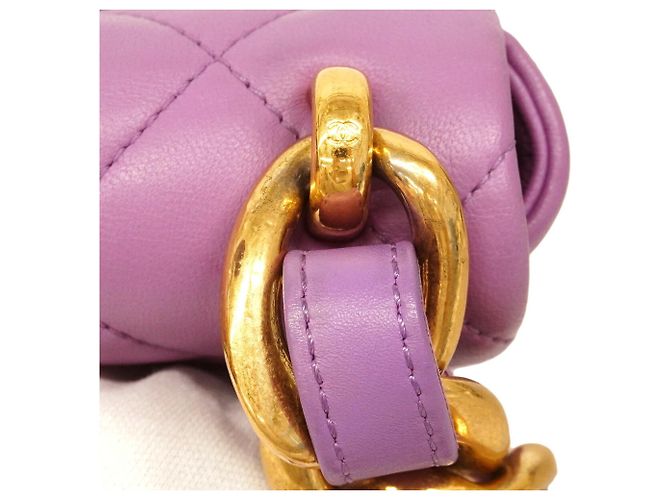 Borsa a tracolla Chanel Mini Matelassé con catena Porpora - vista 12