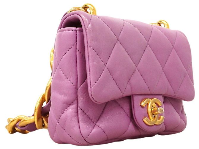Borsa a tracolla Chanel Mini Matelassé con catena Porpora - vista 2