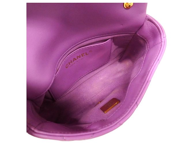 Borsa a tracolla Chanel Mini Matelassé con catena Porpora - vista 4