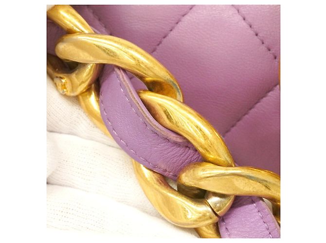 Borsa a tracolla Chanel Mini Matelassé con catena Porpora - vista 6