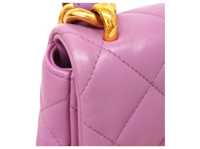 Borsa a tracolla Chanel Mini Matelassé con catena Porpora - vista 7