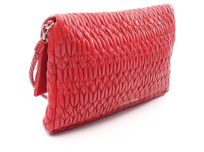 Borsa a tracolla 2-Way Miu Miu Matelassé in Nappa e Cristalli Rosso - vista 2