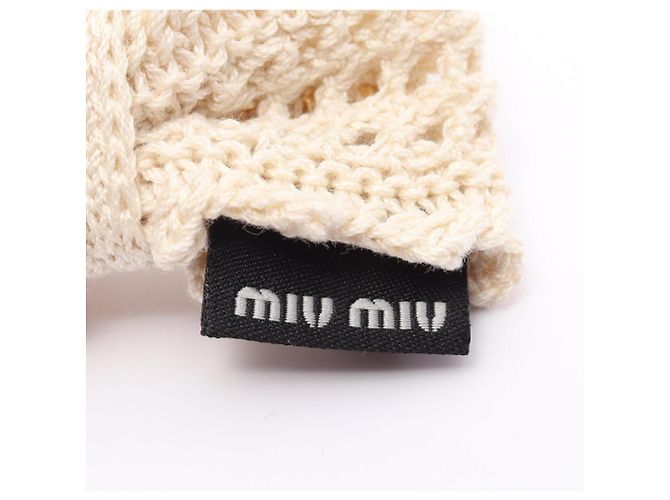 Fermi capelli Miu Miu in nastro di cotone bianco - vista 3