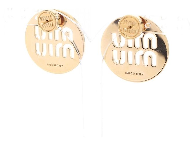 Orecchini a cerchio con logo placcato oro Miu Miu D'oro - vista 2