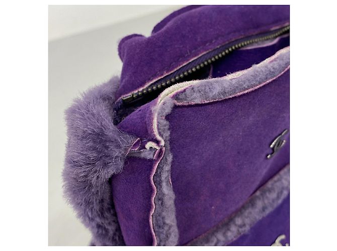 Borsa a tracolla Chanel in shearling viola Porpora - vista 6