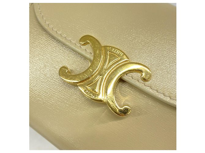 Céline Celine Triomphe Leder Tri-fold Geldbörse - Beige - Ansicht 6