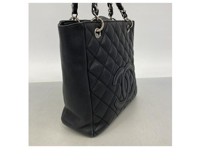 Borsa Tote Chanel in pelle di vitello martellata nera Nero - vista 2