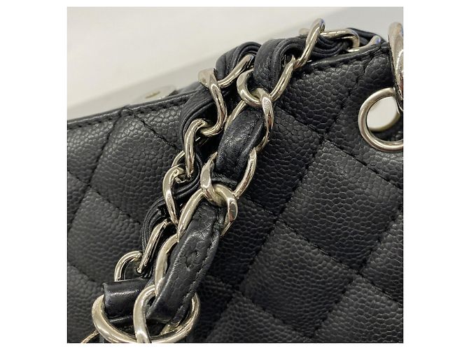 Borsa Tote Chanel in pelle di vitello martellata nera Nero - vista 9