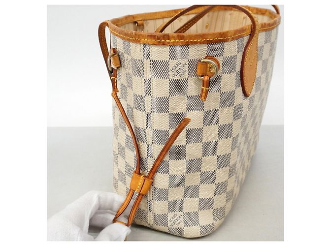 Borsa Tote Louis Vuitton Damier Azur Neverfull PM Bianco - vista 11