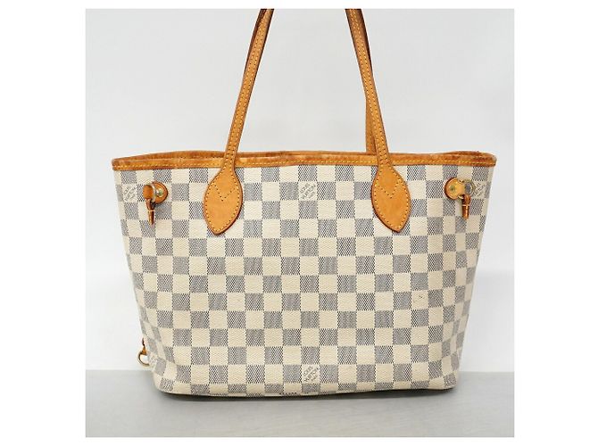 Borsa Tote Louis Vuitton Damier Azur Neverfull PM Bianco - vista 13