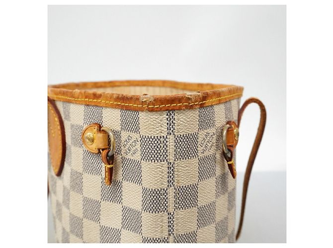Borsa Tote Louis Vuitton Damier Azur Neverfull PM Bianco - vista 6