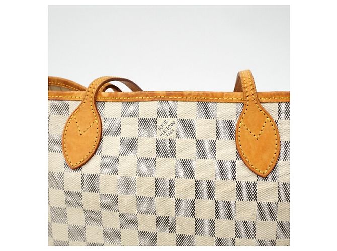 Borsa Tote Louis Vuitton Damier Azur Neverfull PM Bianco - vista 9