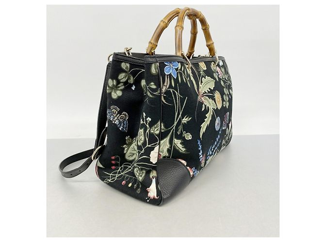 Borsa Tote Gucci GG Blooms Bamboo Nero Multicolore - vista 2