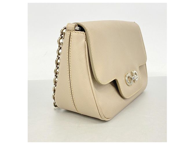 Borsa a tracolla in pelle Gancini Salvatore Ferragamo Beige - vista 2