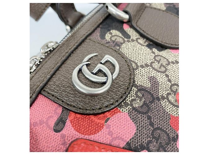 Borsa Gucci GG Camouflage Marrone Rosa Rosso - vista 9