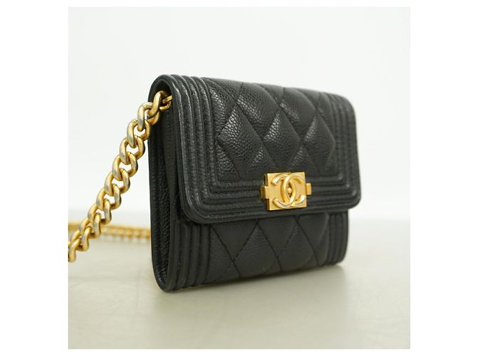 Chanel Black Chain/Shoulder Wallet Schwarz - Ansicht 2