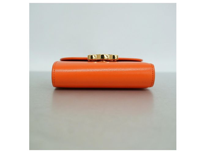 Céline Portefeuille tri-fold en cuir Celine Triomphe Orange - vue 2