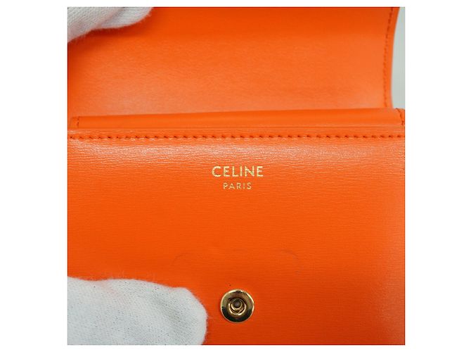 Céline Portefeuille tri-fold en cuir Celine Triomphe Orange - vue 4
