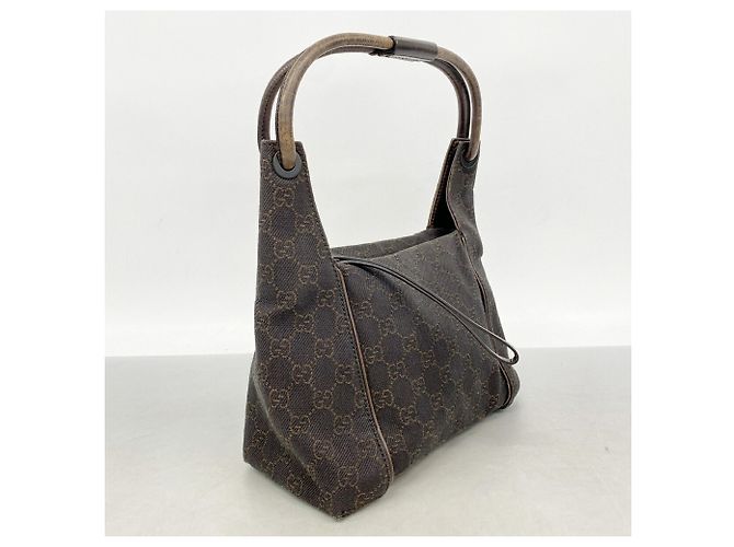 Borsa a mano Gucci in denim marrone - vista 2