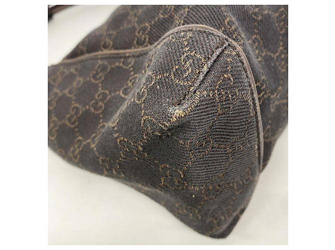 Borsa a mano Gucci in denim marrone - vista 6