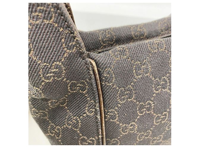 Borsa a mano Gucci in denim marrone - vista 9