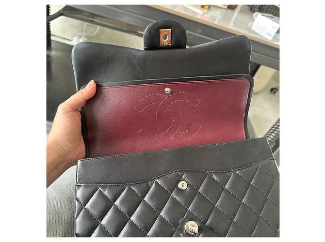 Chanel Classic Flap Medium Tasche Schwarz Lammleder - Ansicht 13