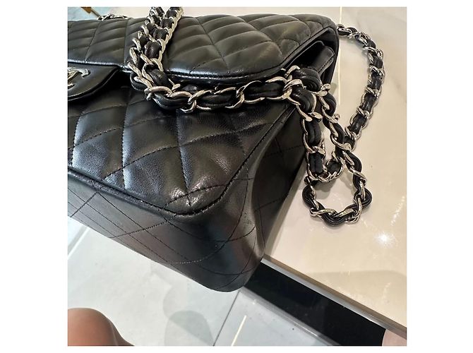 Chanel Classic Flap Medium Tasche Schwarz Lammleder - Ansicht 8