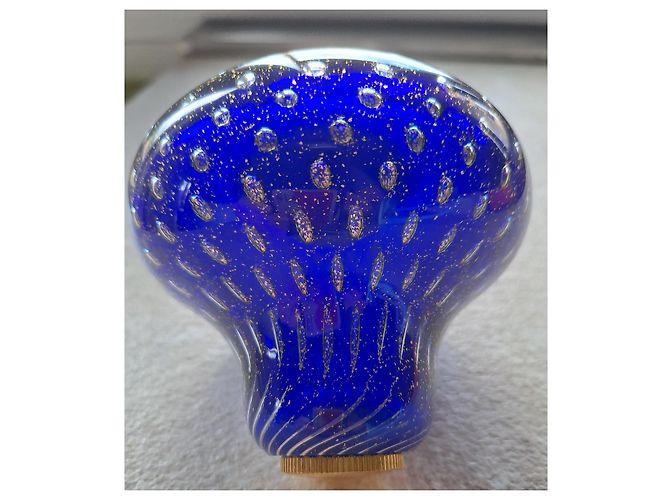 Autre Marque Venini 98 Balloton Cobalt Blue Murano Glass Table Clock Golden - view 2