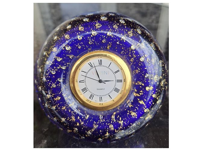 Autre Marque Venini 98 Balloton Cobalt Blue Murano Glass Table Clock Golden - view 3