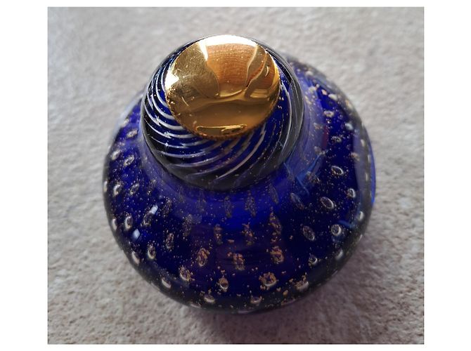 Autre Marque Venini 98 Balloton Cobalt Blue Murano Glass Table Clock Golden - view 4