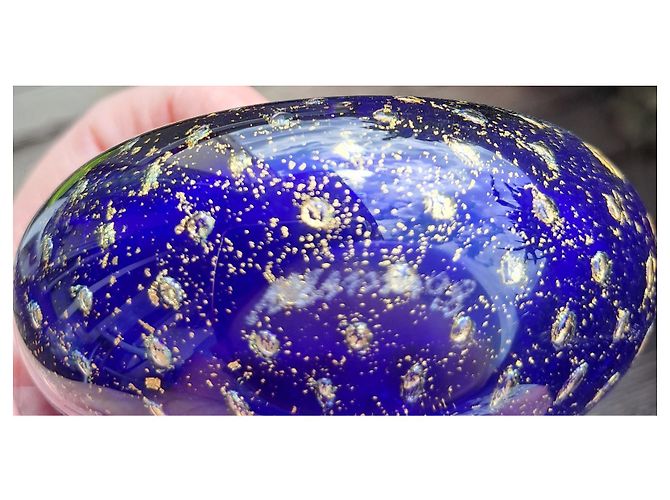 Autre Marque Venini 98 Balloton Cobalt Blue Murano Glass Table Clock Golden - view 5