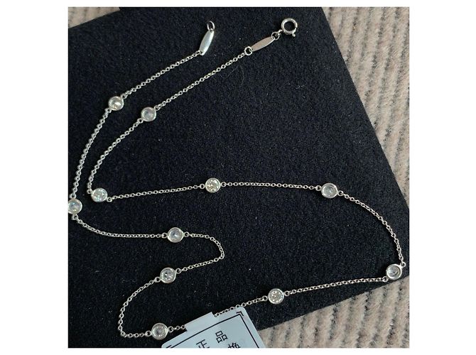 Tiffany & Co. Platin Diamant Stern Halskette Silber - Ansicht 4