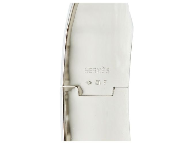 Hermès Brazalete Rígido Hermes Clic Clac GM Esmaltado Plata Blanco - vista 4