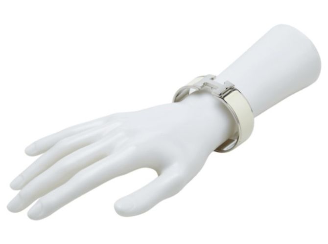 Hermès Brazalete Rígido Hermes Clic Clac GM Esmaltado Plata Blanco - vista 5