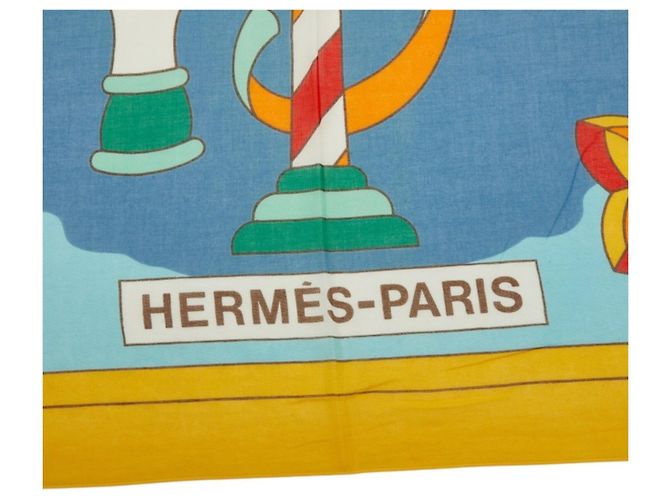Hermès Sciarpa Pareo Hermes multicolore gialla in cotone Giallo - vista 5