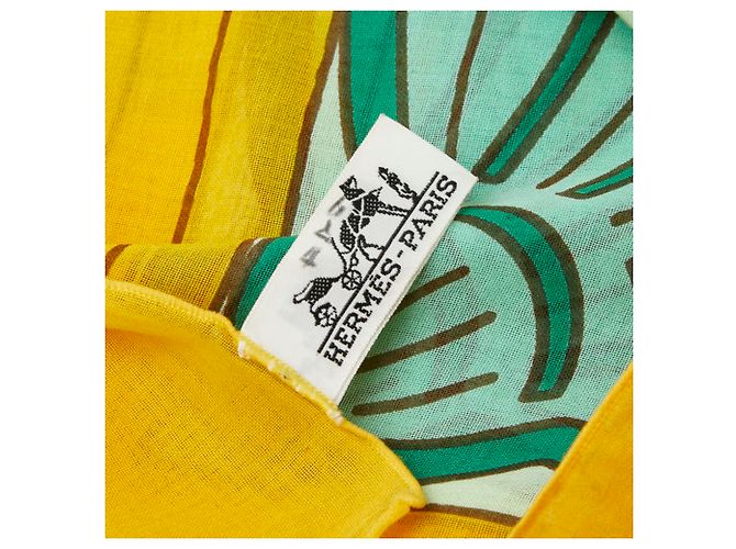 Hermès Sciarpa Pareo Hermes multicolore gialla in cotone Giallo - vista 6