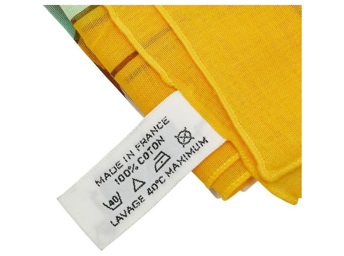 Hermès Sciarpa Pareo Hermes multicolore gialla in cotone Giallo - vista 7