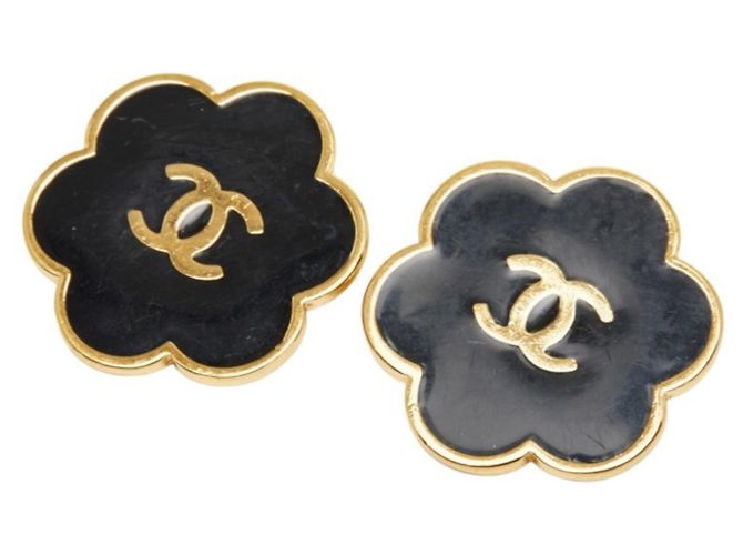 Chanel Coco Mark Clip-Ohrringe mit Blumenmotiv Schwarz - Ansicht 2