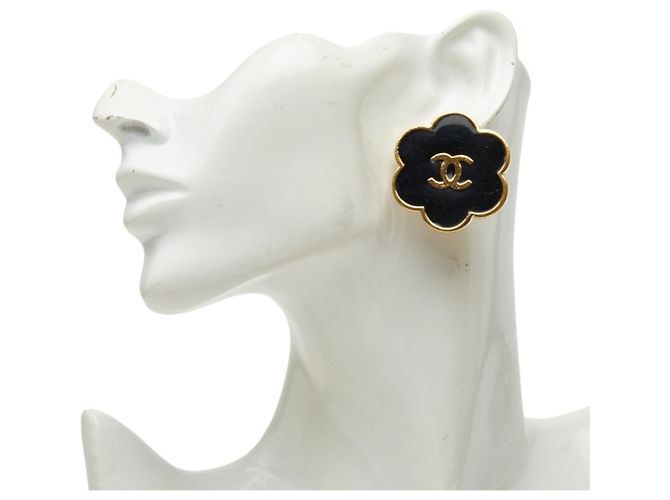 Chanel Coco Mark Clip-Ohrringe mit Blumenmotiv Schwarz - Ansicht 5